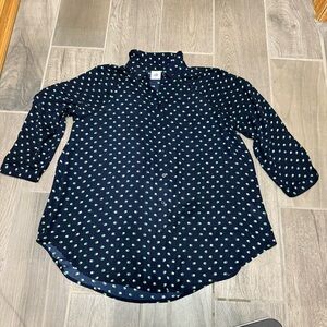 CAbi Women’s XS Navy Polka Dot Button-Up Shirt Blouse